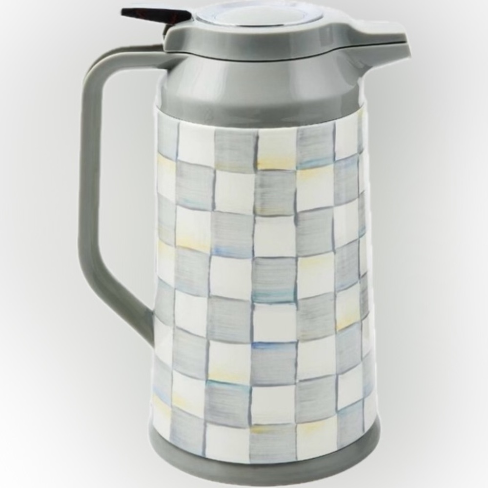 New MacKenzie-Childs Sterling Check Coffee Carafe